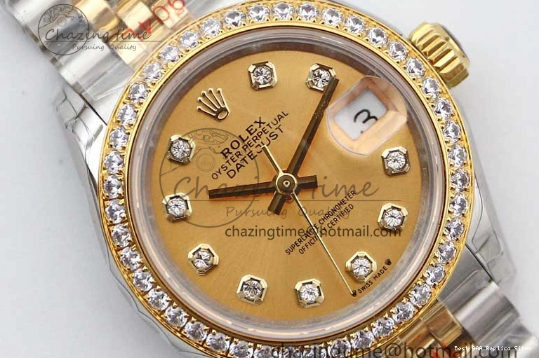 Good Copy Rolex Watches Diamonds Best Jubilee on Diamond Gold Durable Lady 1:1 TWF Bezel Markers NH DateJust SS Dial Edition 28 Bracelet 2133 YG 0102